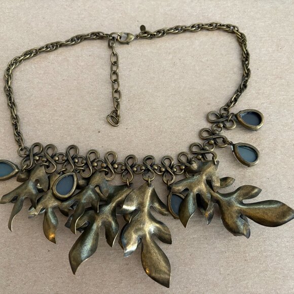 Gerard Yosca vintage signed leaf statement necklace with diamante dew drops - Picture 4 of 7